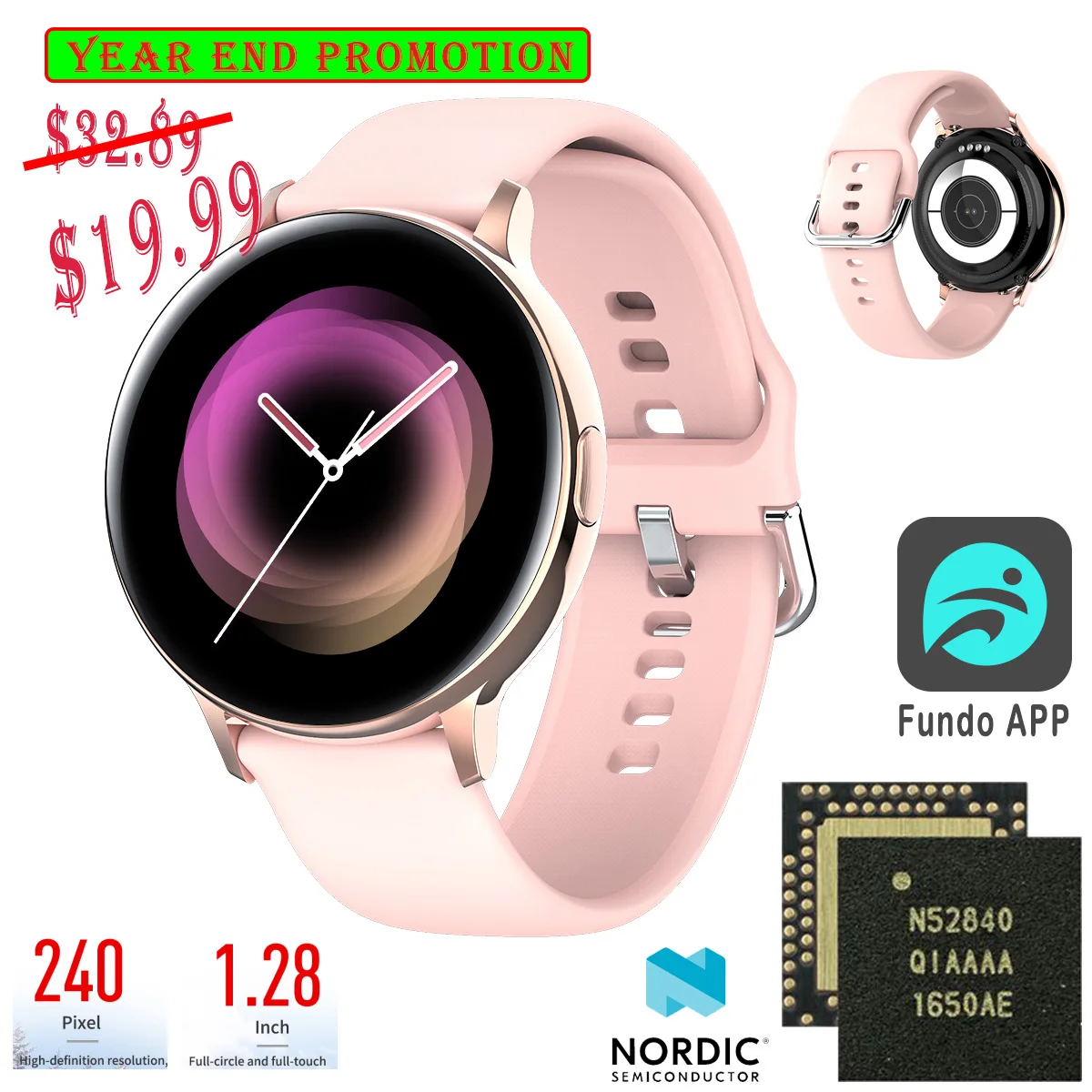 GW32 Smart Watch Naiste pulsikell Põhjamaade nRF52840 Kiibistik IP68 Veekindel Meeste Spordi Smartwatch iOS-i ja Android Telefon