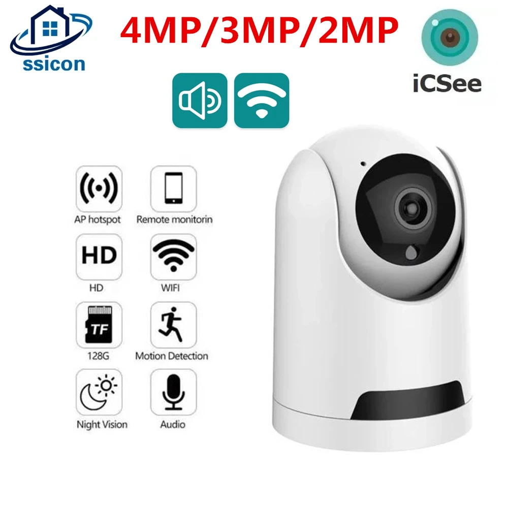 Home Security Camera, WIFI, 4MP ICSee APPI Kaks Võimalust Audio Siseruumides Traadita Järelevalve Kaamera Öise Nägemise