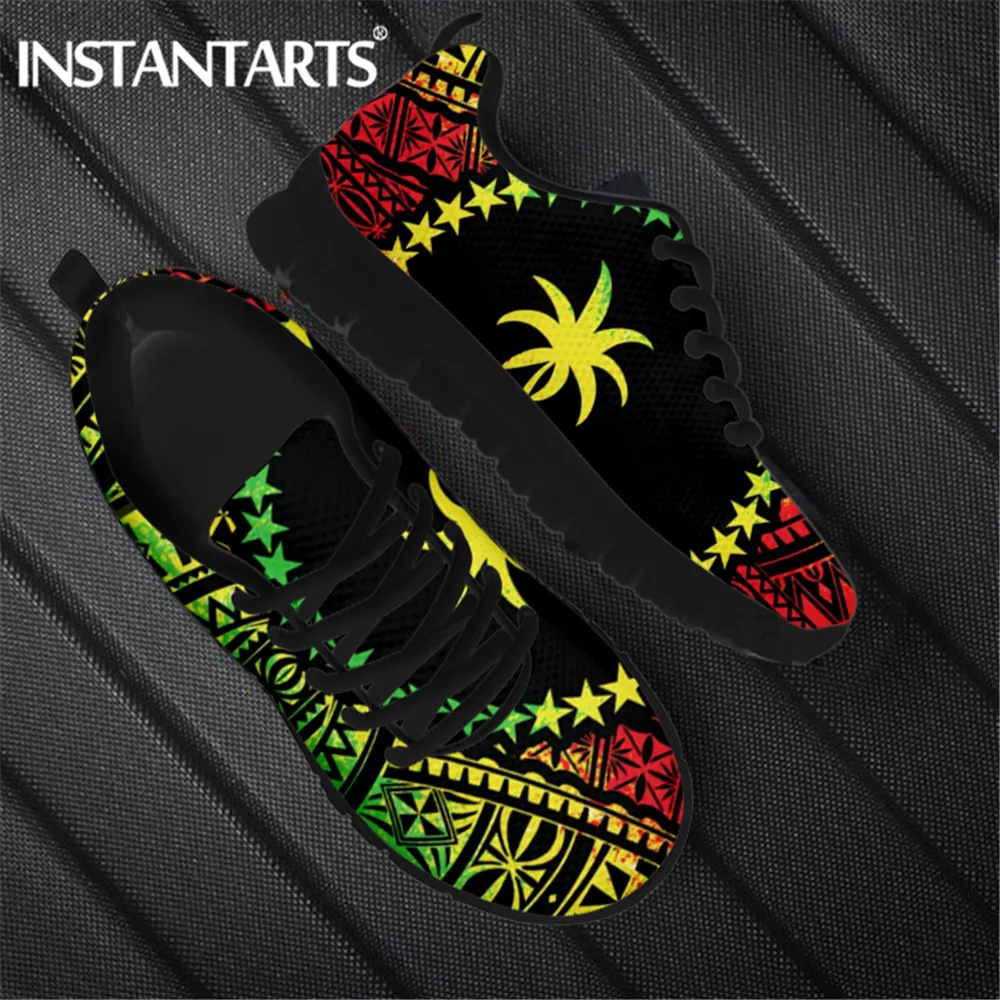 INSTANTARTS Mugavuse Soe Kets Sügisel Micronesian Reggae Gradient Värviga Trükitud Korter Kingad Naistele Vabaaja Lace up Zapatos