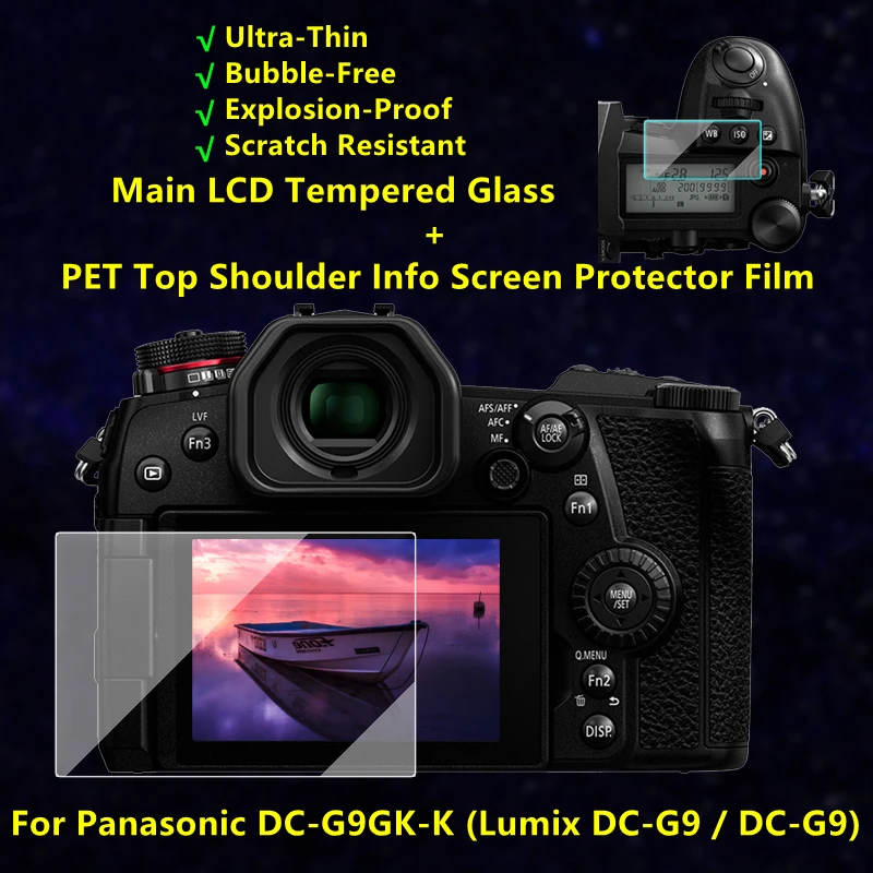 Isekleepuvad Lumix DC-G9 Karastatud Klaas / Film pea-LCD + Ülemine Õlg Info Screen Protector Kaas Panasonic G9 Kaamera