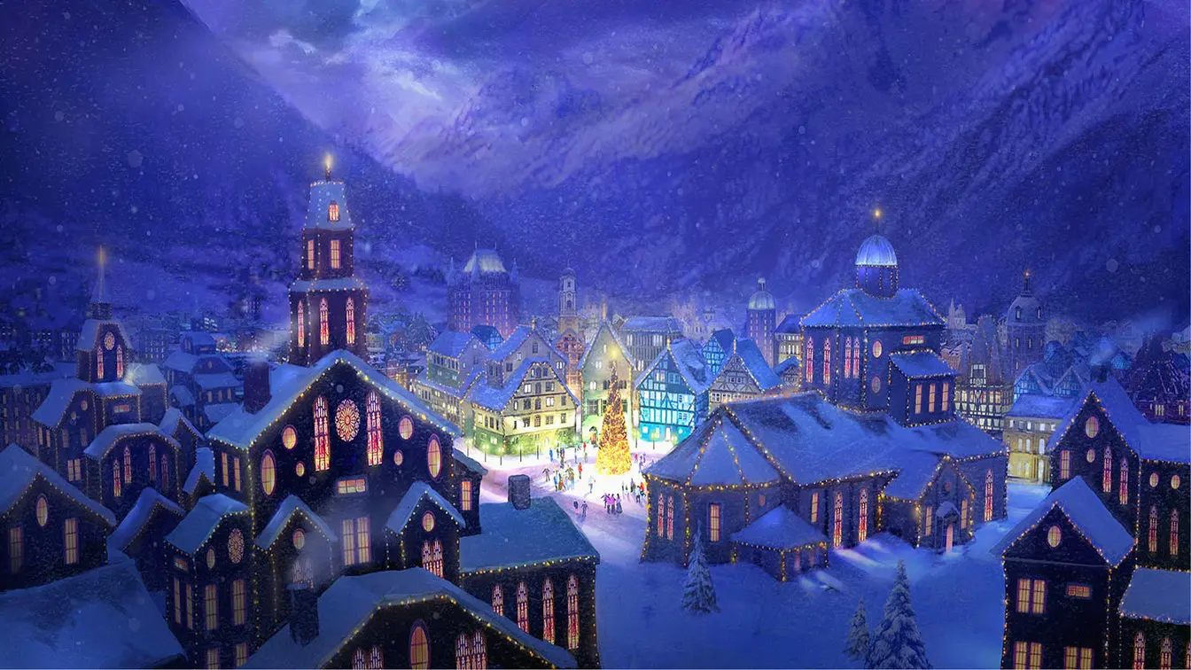 Jõulud Külas suvila öö lumi tausta kvaliteetne Arvuti prindi taustaga isik