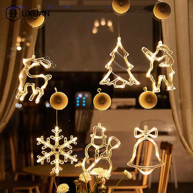 Jõulud LED Lumehelves Santa Rippuvad Jobu Lamp Aknas Kaunistused Teenetemärgi Kodus Xmas Navidad 2023 Uus Aasta Decor