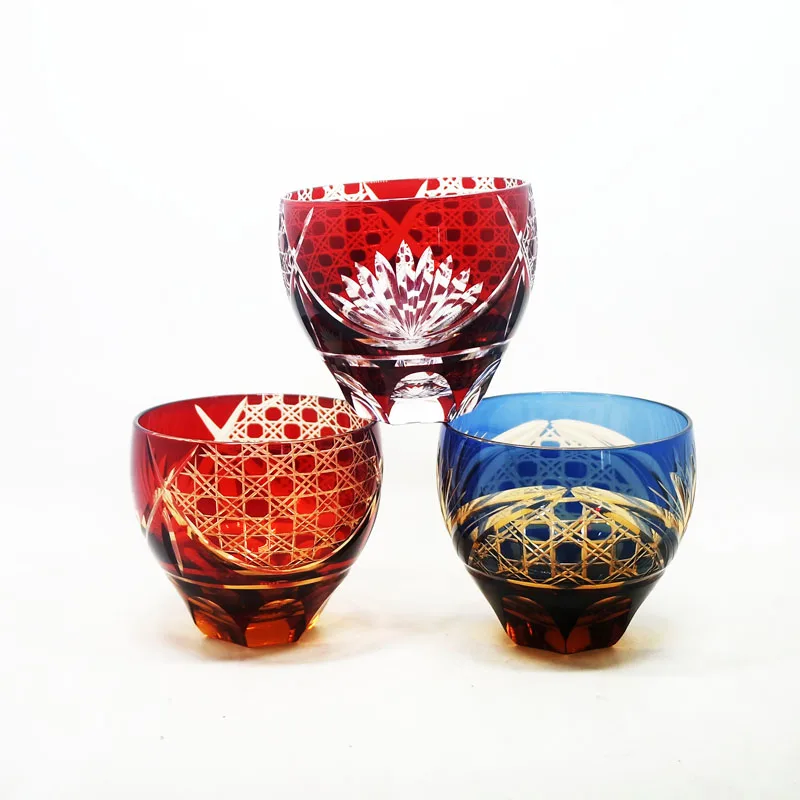 Kõrge kvaliteediga Edo Kiriko Klaas Old-Fashoned H ja Lõika Klaas , Jaapani Stiilis Viski klaas Käsitöö kinkekarbis