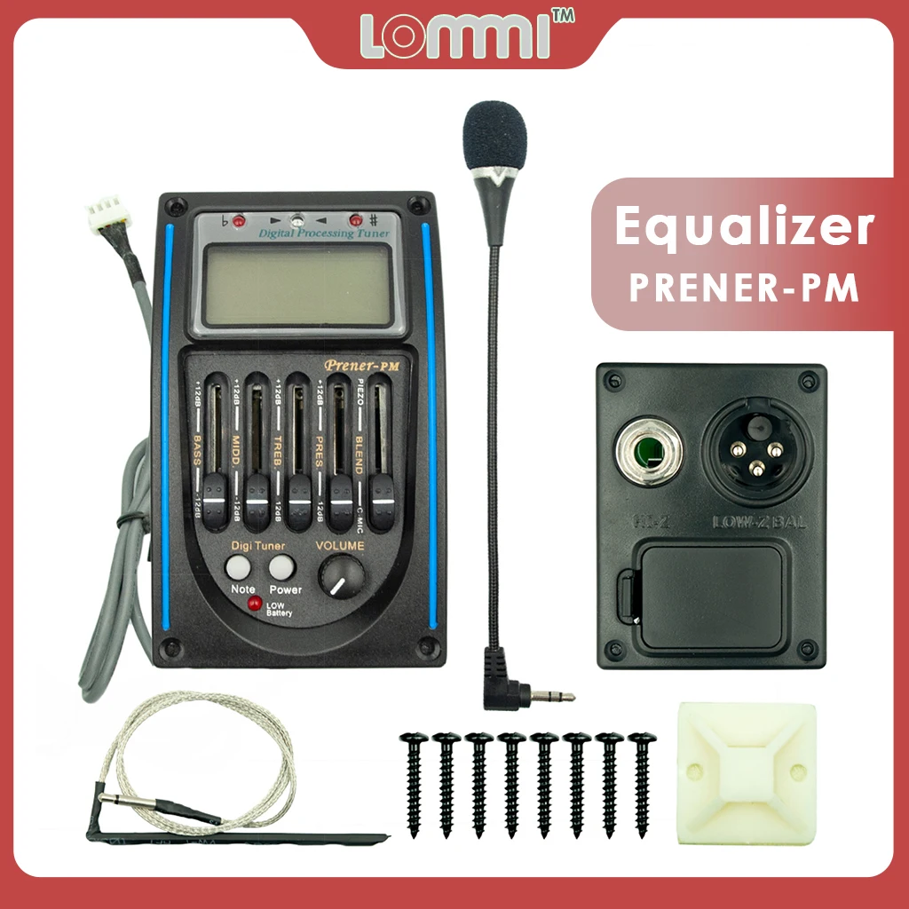 LOMMI 5 Esiliistu Akustiline Kitarr Preamp EQ Ekvalaiser Piezo Pickup Tuuner, Võimendi, LCD Mikrofon Prener-PM