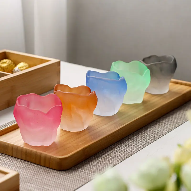 Loominguline Värviline Lill, Tass, Klaas Kruus Crystal Teacup Väikeste Kodu Drinkware Jaapani stiilis Ühe Tassi Tee Prillid Trummel