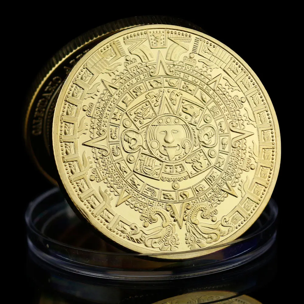 Mehhiko Maiade Asteekide Kalender Kunsti Ettekuulutus Kultuuri Kuld Münte Kollektsiooni Kullatud Suveniiride Mündi