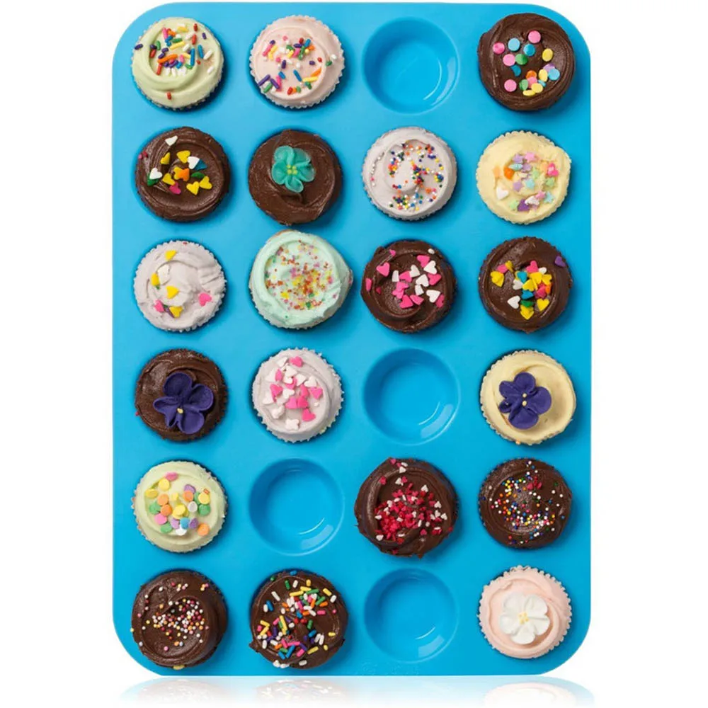 Mini Muffin Puncakes Biskviit Pannid 24 Koogikesi Silikoon Hallituse Tassi Hallituse Mitte Jääda Sahtel Bakeware Küpsetamine Vahendid