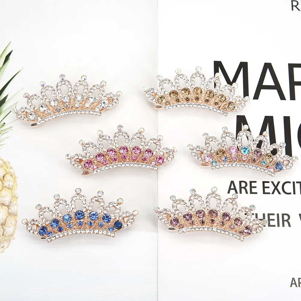 Mood Kristall-Lill Klambri Külge Daamid Ehted Sulamist Rhinestone Spring Clip Boutique Crown Tiara
