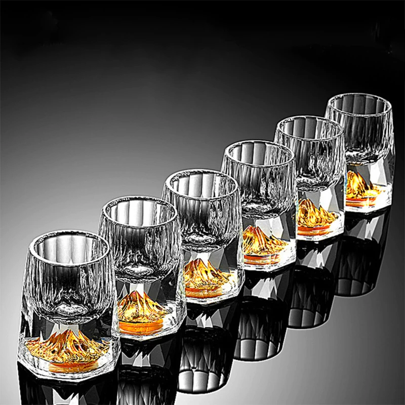 Plii-vaba Kristall Klaasid Diamond Ehitatud 24K Gold Foil Shot Klaasi Viina, Klaas Veini Kodu Baar Luxury Double Layer Cup