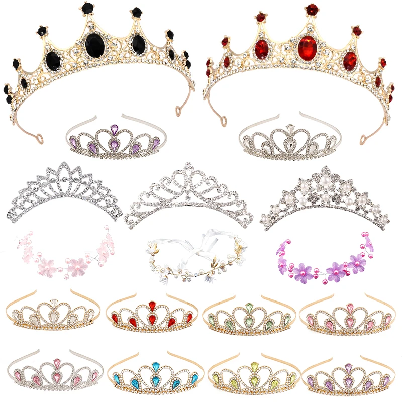 Printsess Crown Tüdrukute Sünnipäev Näita Kingitus Crown Tiara Diadem Hõbedane värv Crystal Õie Pulmad Pruudi Juuksed Peas Tarvikud