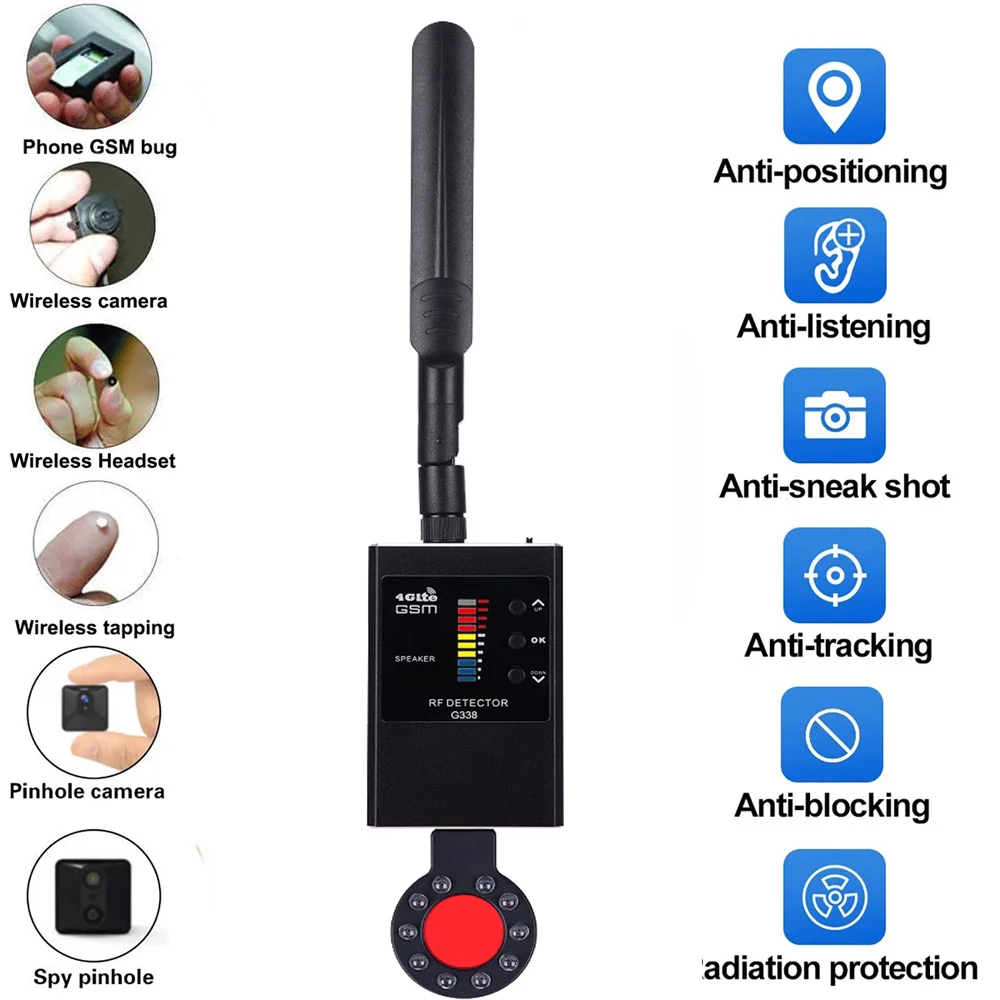 Professional Anti-spy Kaamera Detektor GSM Audio Bug Finder GPS-Signaali Objektiivi RF Tracker Avastada Traadita Tooted, Millel IR Avastamine