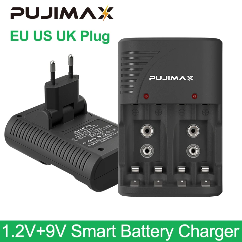 PUJIMAX Universaalne Akulaadija UK US EU Pistik LED Light 9V Taaslaetavate akude ja 1.2 V AA/AAA Laetavat Akut