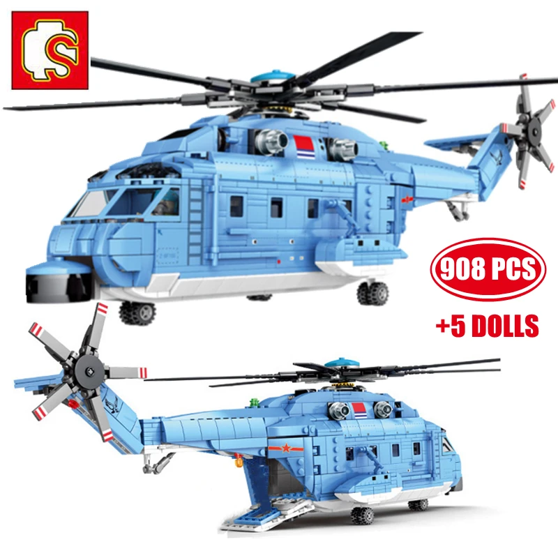 SEMBO sõjalennukid Z18 Utility Helicopter Mudel ehitusplokid Armee Sõdur Relvastatud Lennuk Tellised Mänguasjad Lastele Kingitused