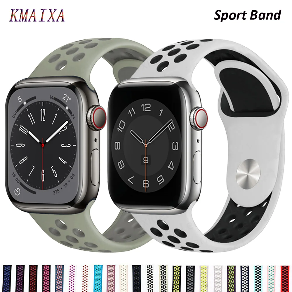 Silikoonist Rihm Apple Watch band 45mm 44mm 40mm 41mm 49mm 42mm 38mm 44 45 mm Käevõru correa iWatch series 7 4 3 6 se 8 Ultra