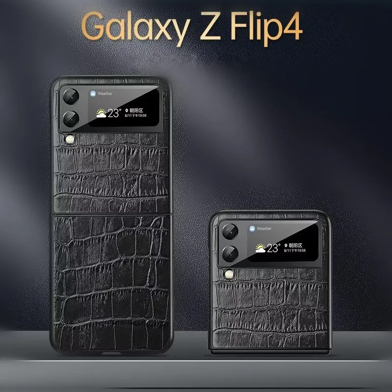 Tõeline Cowhide Naha Puhul Samsung Galaxy Z Flip 4 3 Flip4 Krokodill Muster Alligaator Naha Tekstuuri Põrutuskindel Kate