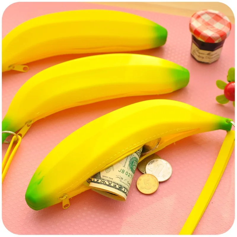 Uus Silica gel coin rahakotid omanikud laste rahakott armas banaan penaali beebi taskud
