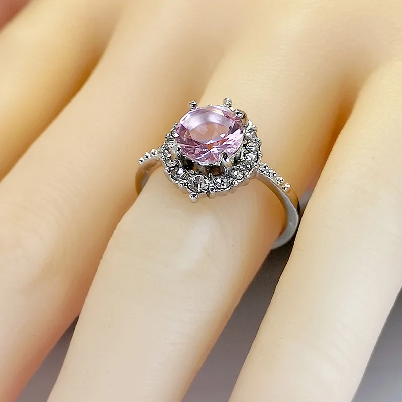 Vintage Ring Naiste Sõrmus Naturaalne Roosa Tsirkoon Ring Crystal Naiste Ehted abielusõrmus Naiste Kaasamine Ehted