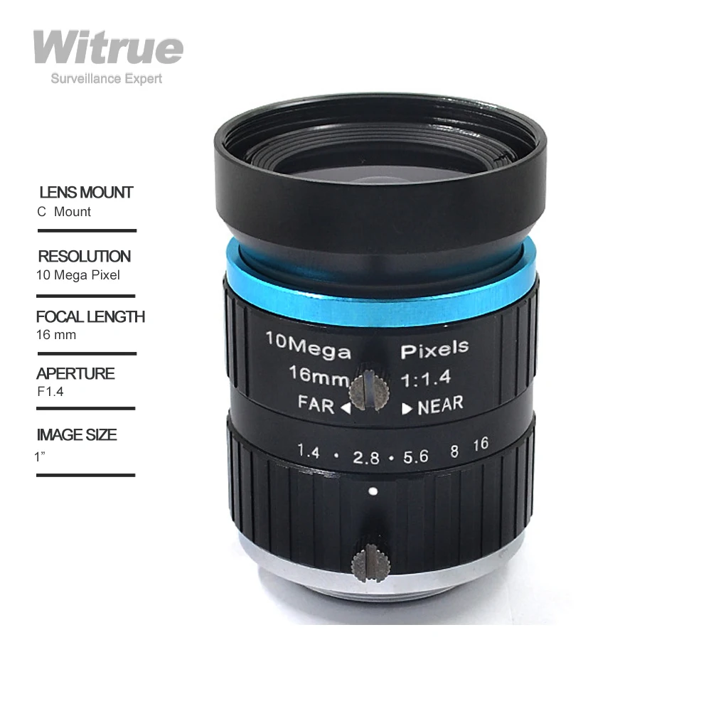 Witrue 4K 10MP 16mm C Mount Professionaalne Madala Moonutuse Industrial Machine Vision Objektiivi F1.4-1.6 HD-Kaamera