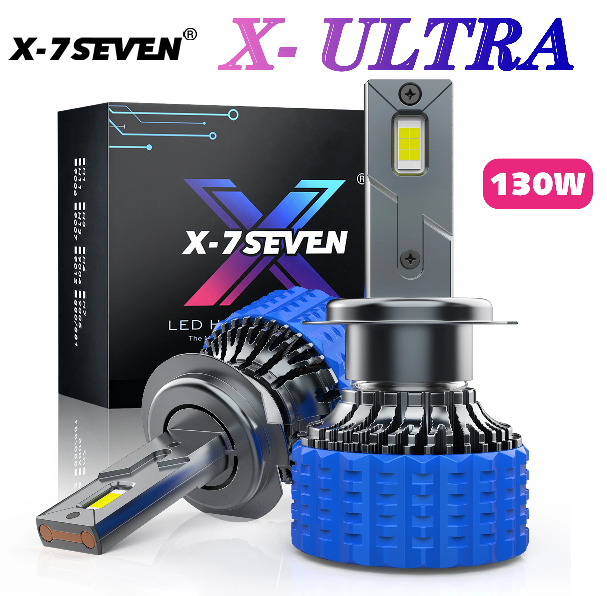 X-7SEVEN X-ULTRA 130W 6500K LED-Esitulede Pirnid Lambid 9004 9005 9006 9007 9012 H1 H4 H7, H11 H13