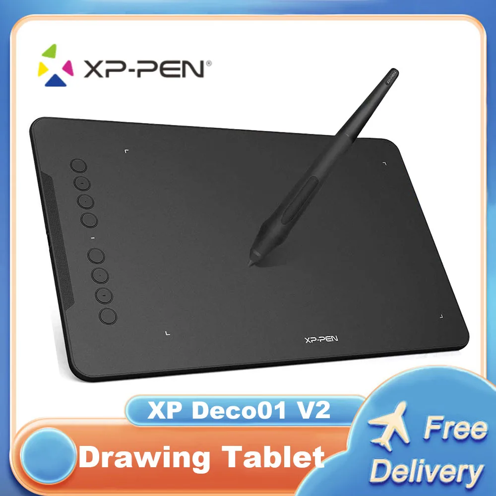 XP-Pen Deco01 V2 Joonis Tablett 10 InchTilt Android GraphicsTablet 8192 Tasandil Aku-Tasuta Type-C 8 Klahve Windows/Mac/Android