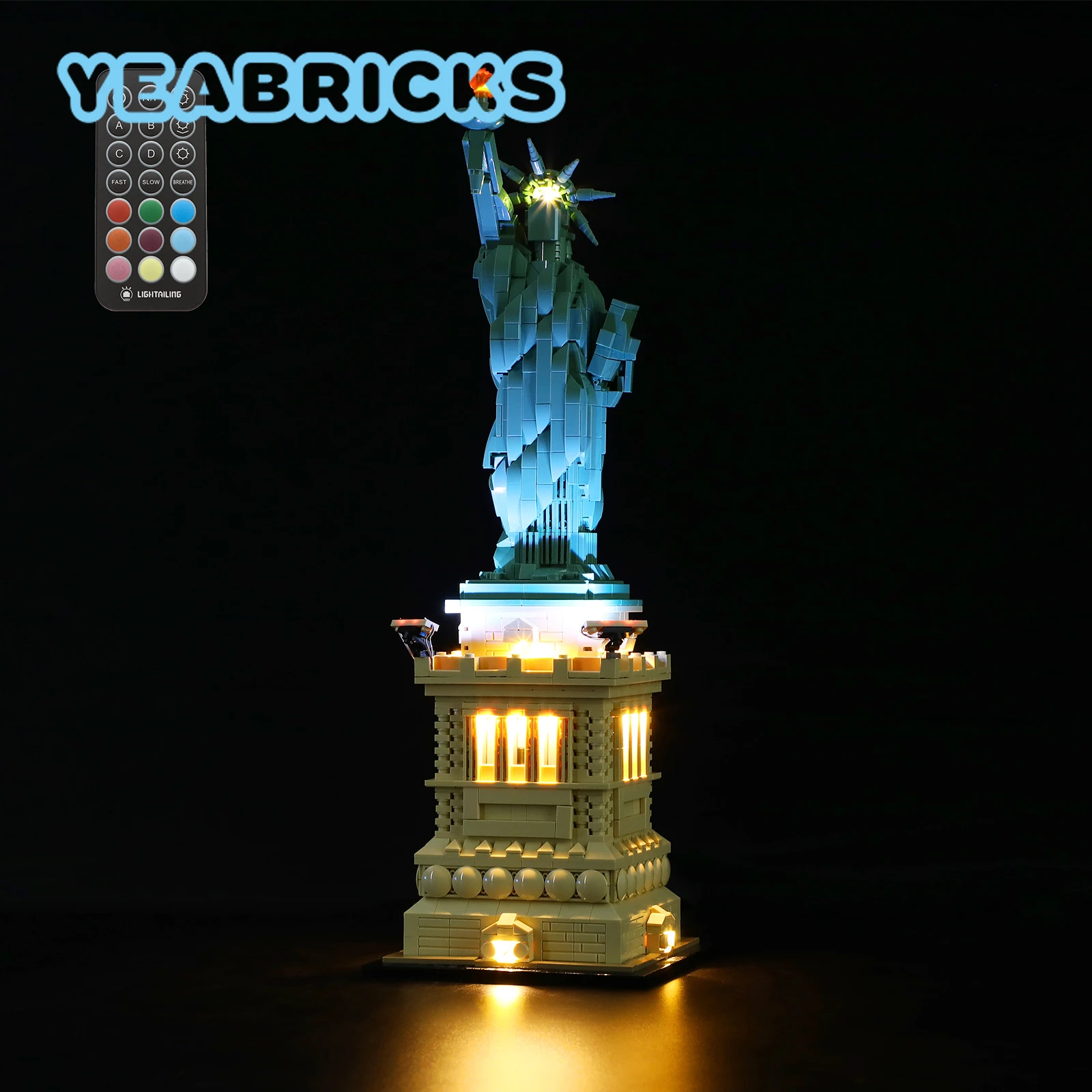 YEABRICKS LED Light Kit for 21042 Arhitektuur vabadussammas ehitusplokid Set puldiga Versioon